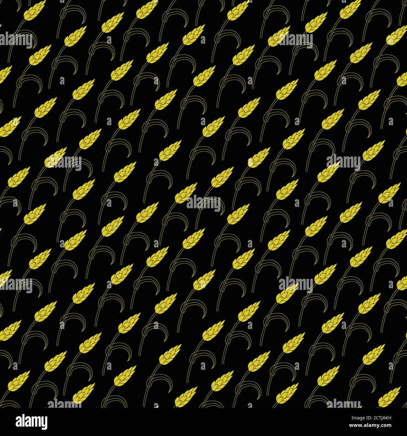 Golden Wheat Spikes on a black background Stock Vector
