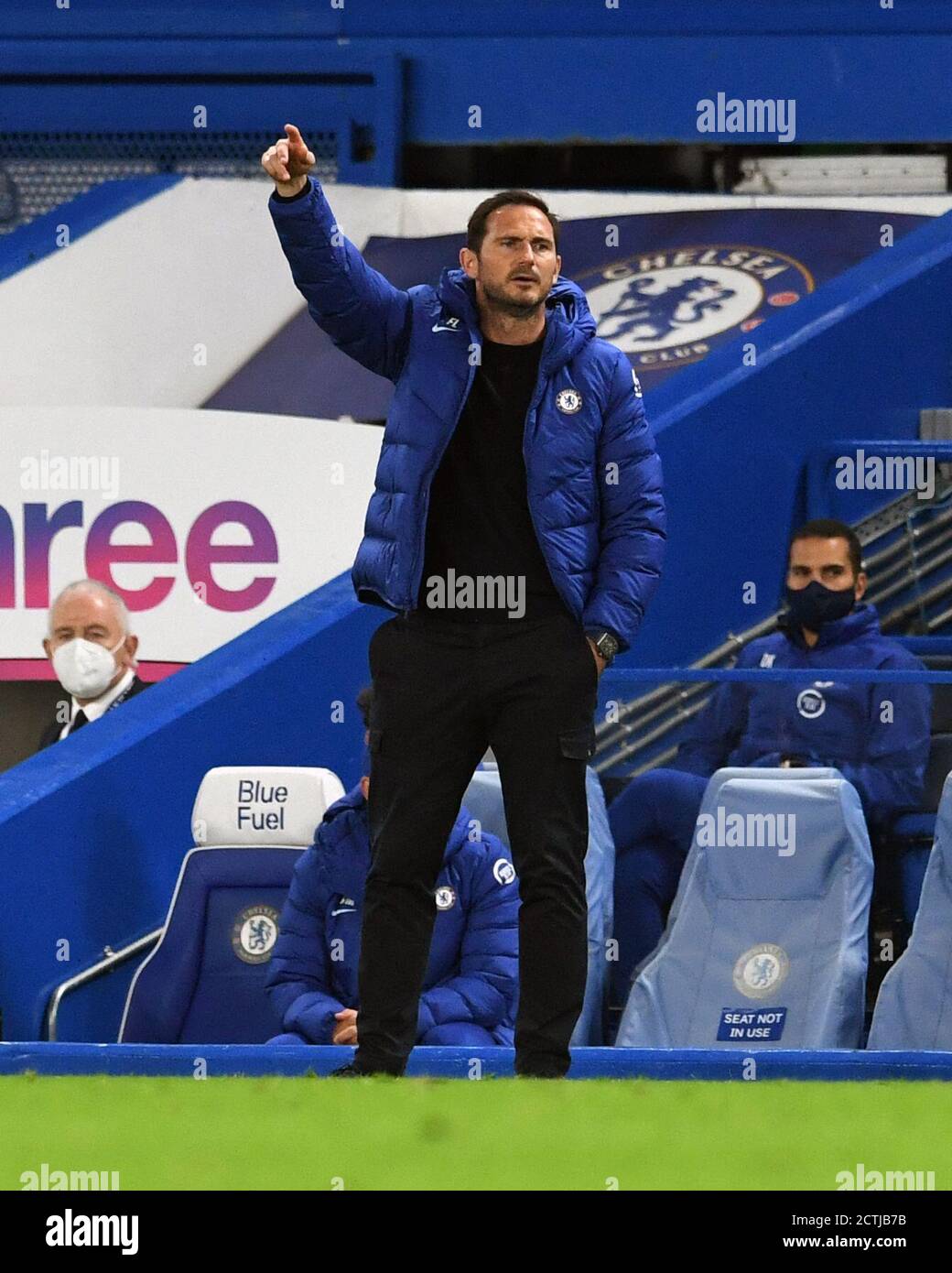 Chelsea manager Frank Lampard during the Carabao Cup third round match at Stamford Bridge, London. Stock Photo