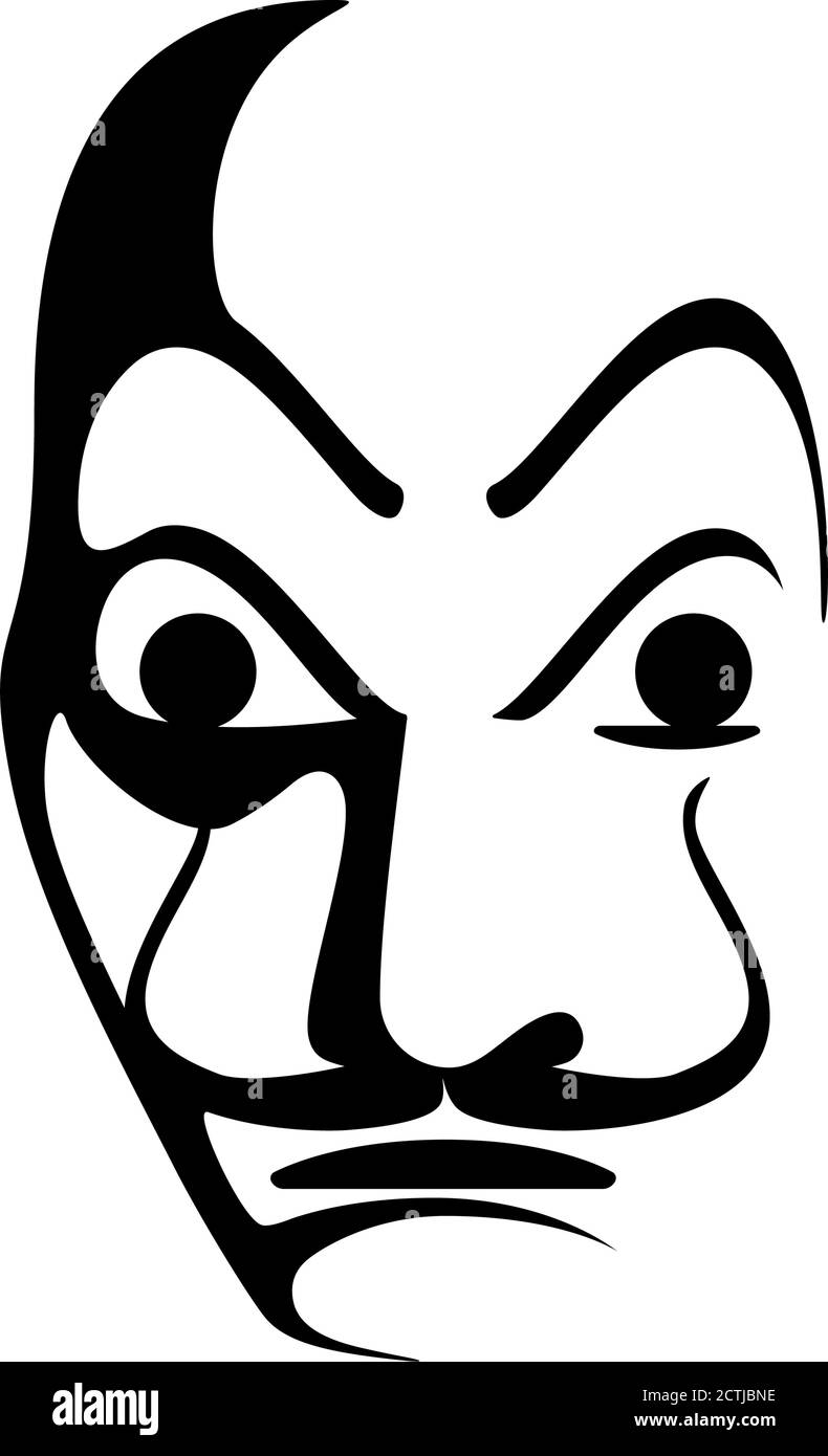 Salvador Dali style face mask outline in vector Stock Vector