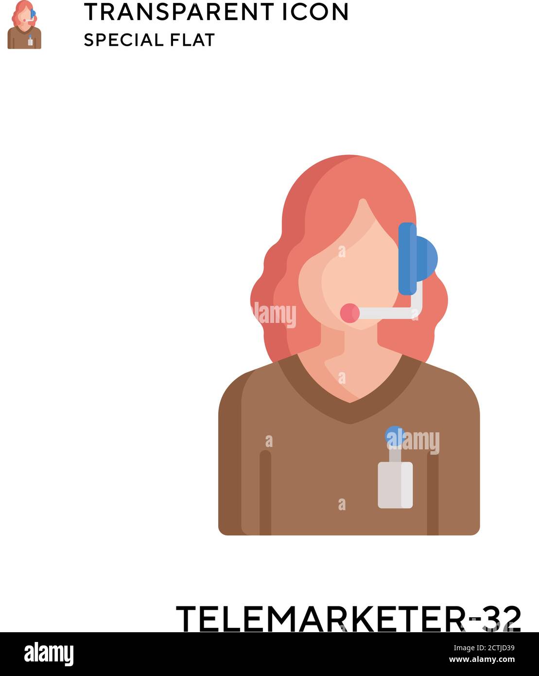 Telemarketer-32 vector icon. Flat style illustration. EPS 10 vector. Stock Vector