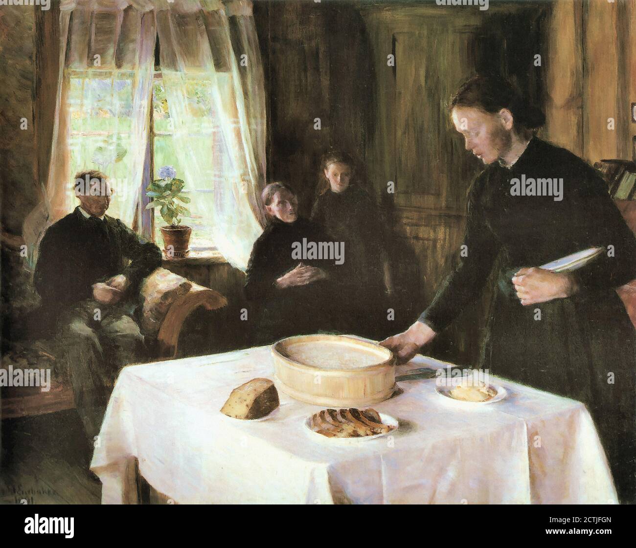 Eiebakke August - Laying the Table - Norwegian School - 19th  Century Stock Photo