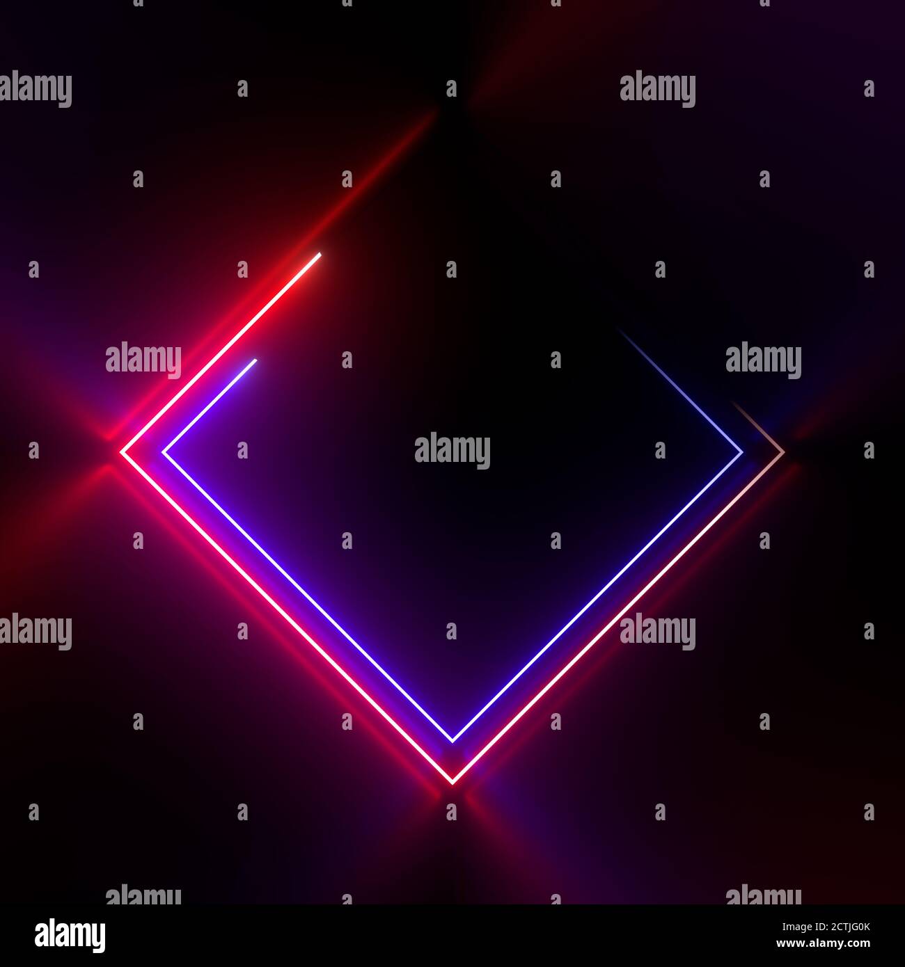 Multicolored neon lamp on a black background. Halogen light. Simple