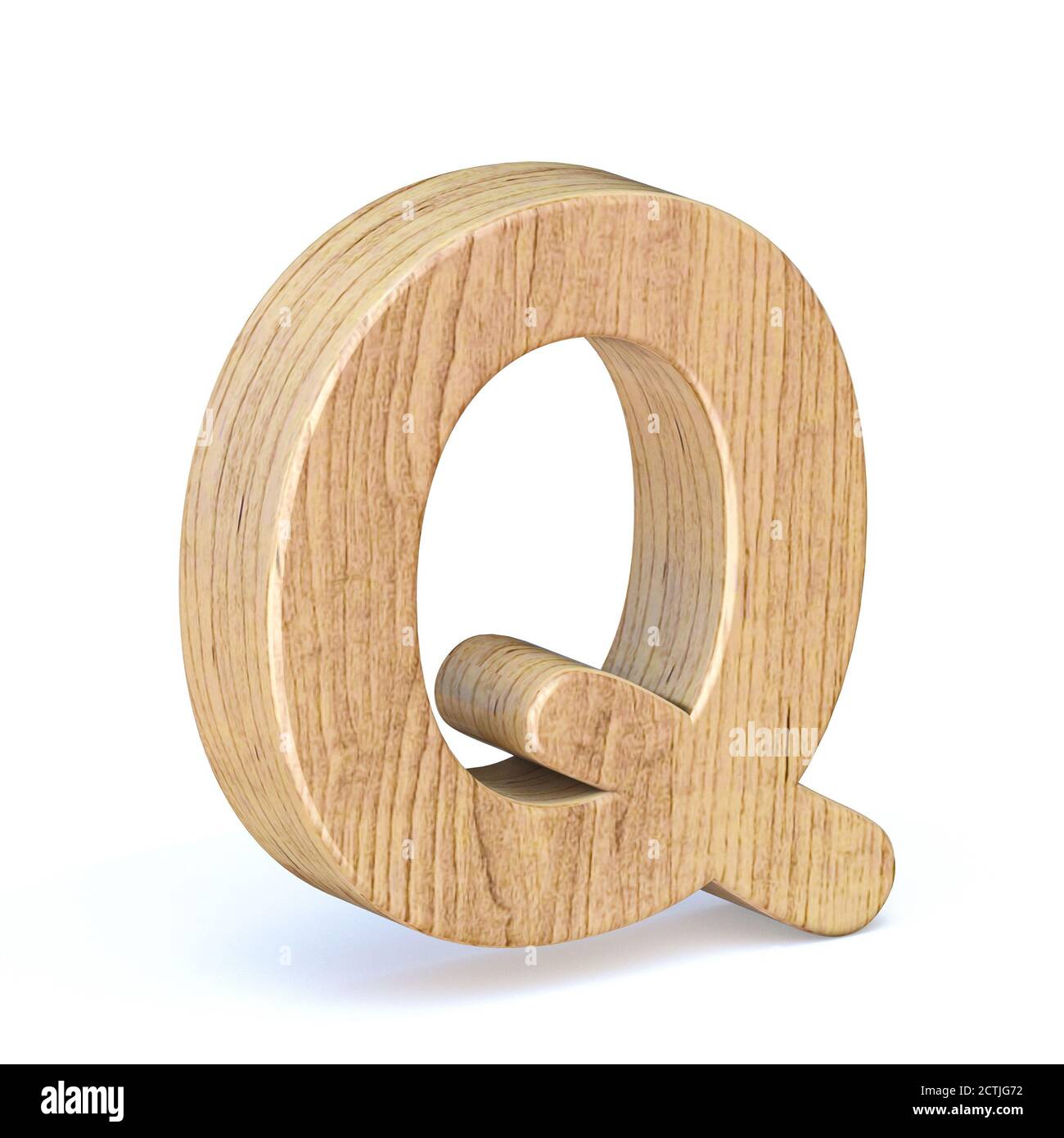 Rounded wooden font Letter Q 3D render illustration isolated on white ...