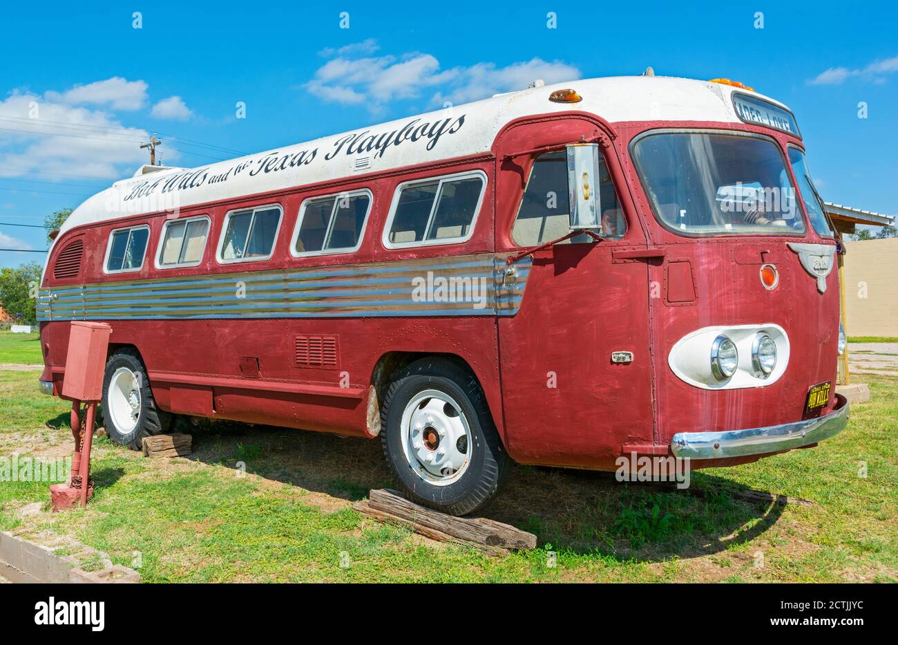 Texas, Hall County, Turkey, Bob Wills and his Texas Playboys tour bus Stock Photo