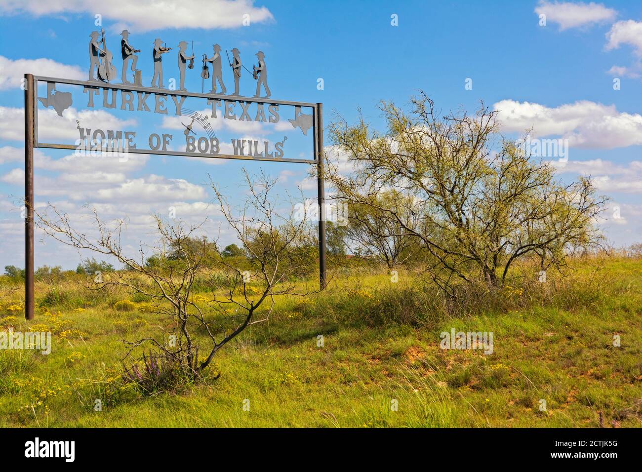 Texas, Hall County, Turkey, Home of Bob Wills, welcome sign Stock Photo