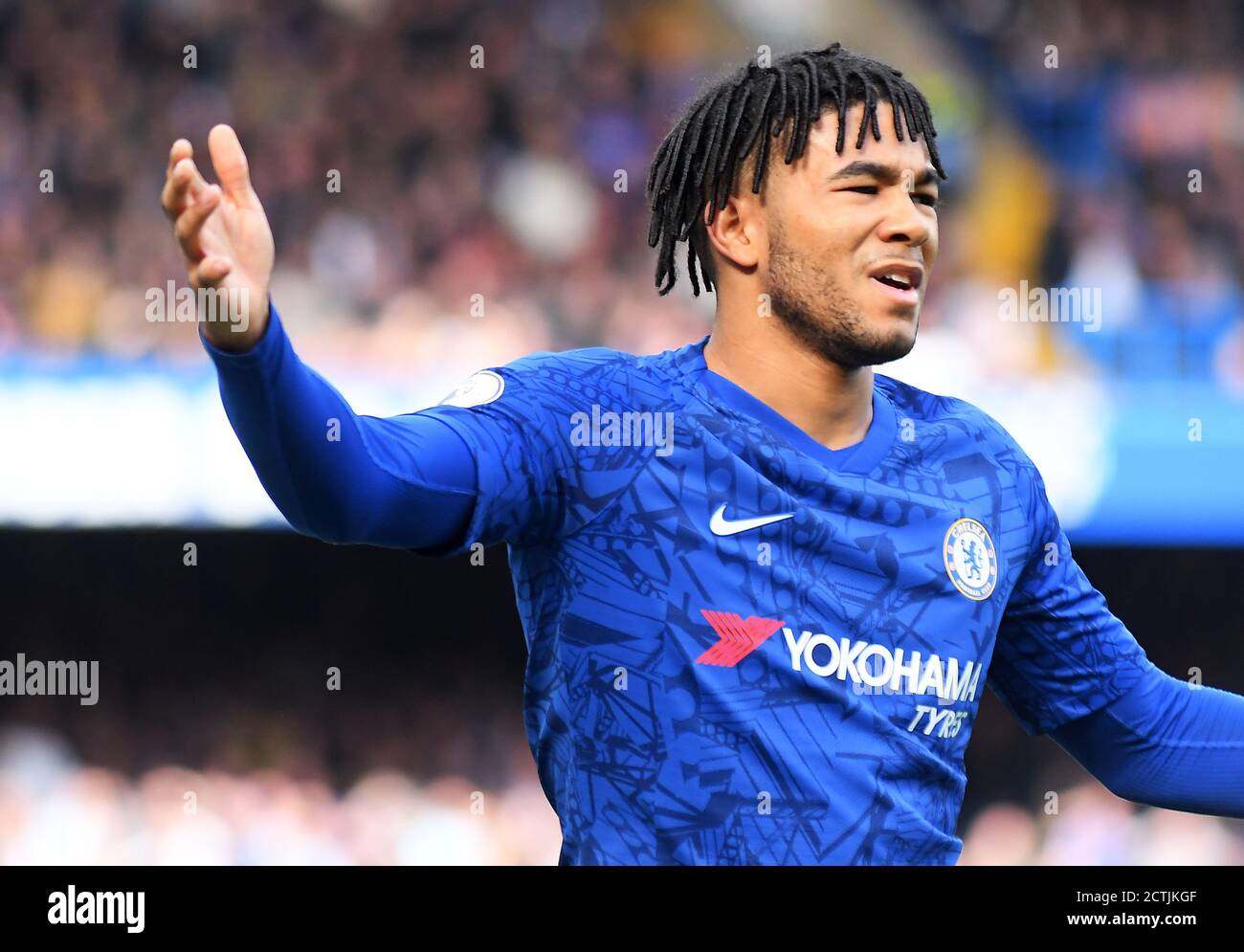 LONDON, ENGLAND - FEBRUARY 22, 2020: Reece James of Chelsea pictured during the 2019/20 Premier League game between Chelsea FC and Tottenham Hotspur FC at Stamford Bridge. Stock Photo