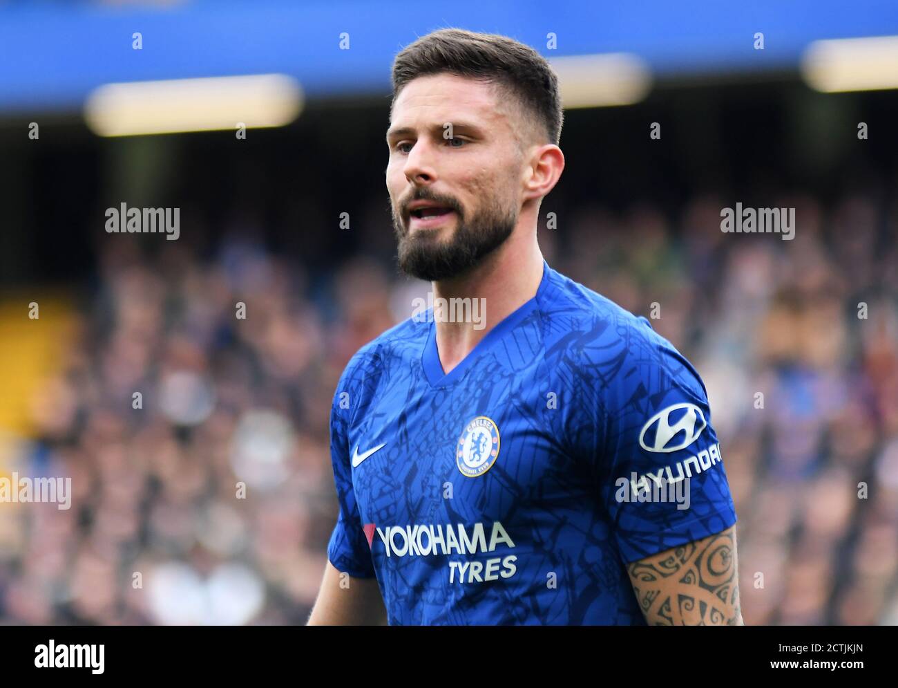 LONDON, ENGLAND - FEBRUARY 22, 2020: Olivier Giroud of Chelsea pictured during the 2019/20 Premier League game between Chelsea FC and Tottenham Hotspur FC at Stamford Bridge. Stock Photo
