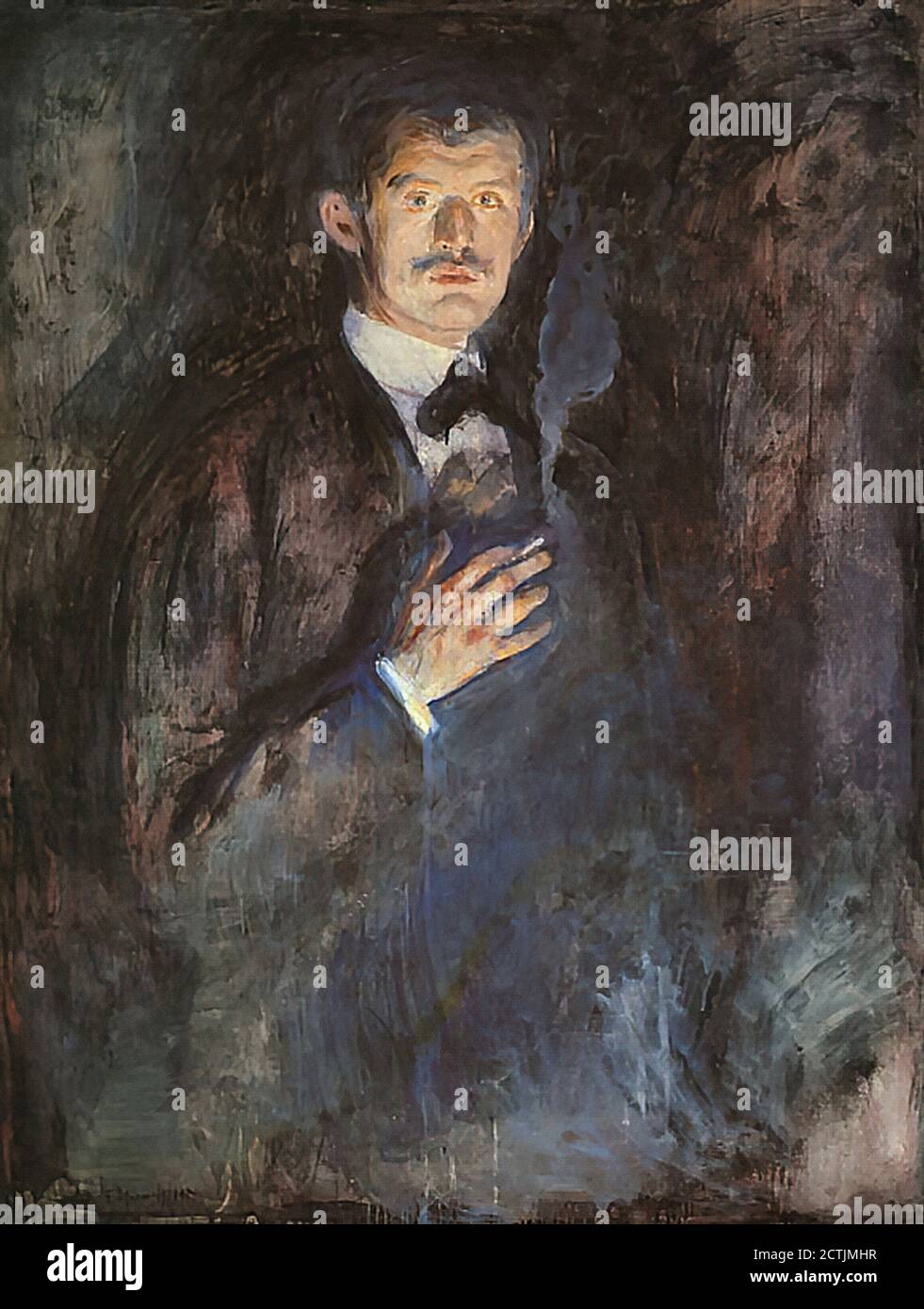 Edvard Munch - Self Portrait with Cigarette Stock Photo