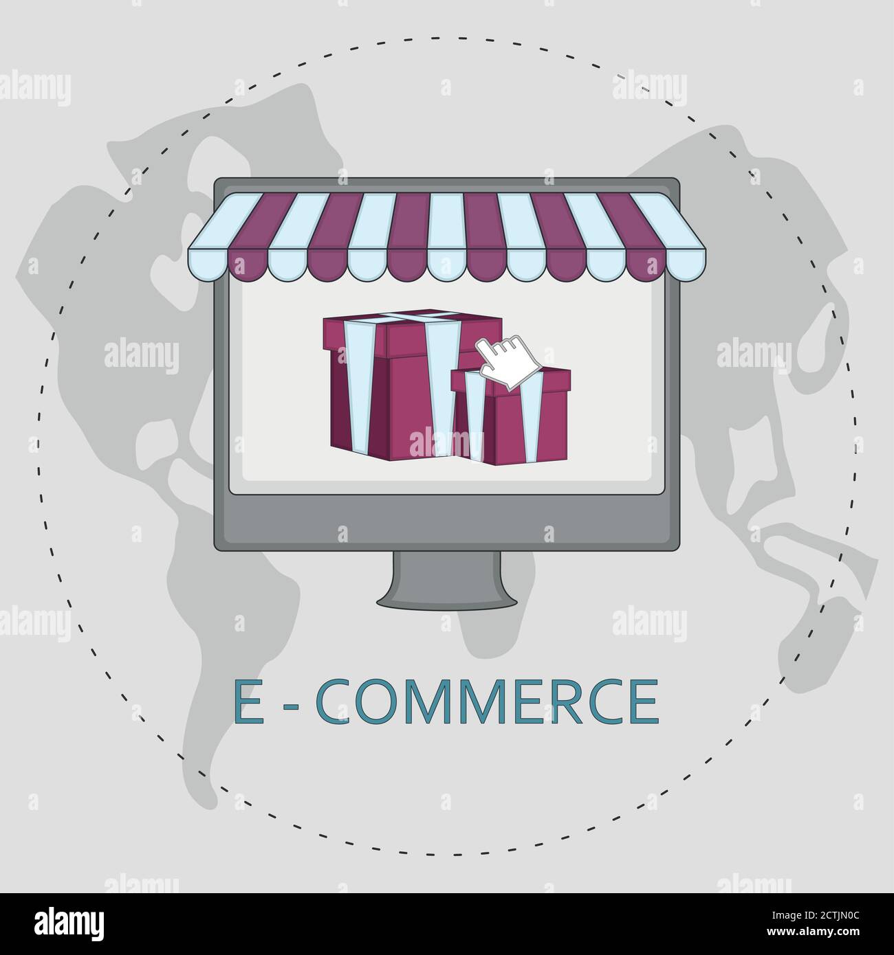 Commerce Computer Online commerce illustration. Internet bussiness. E-commerce concept ...
