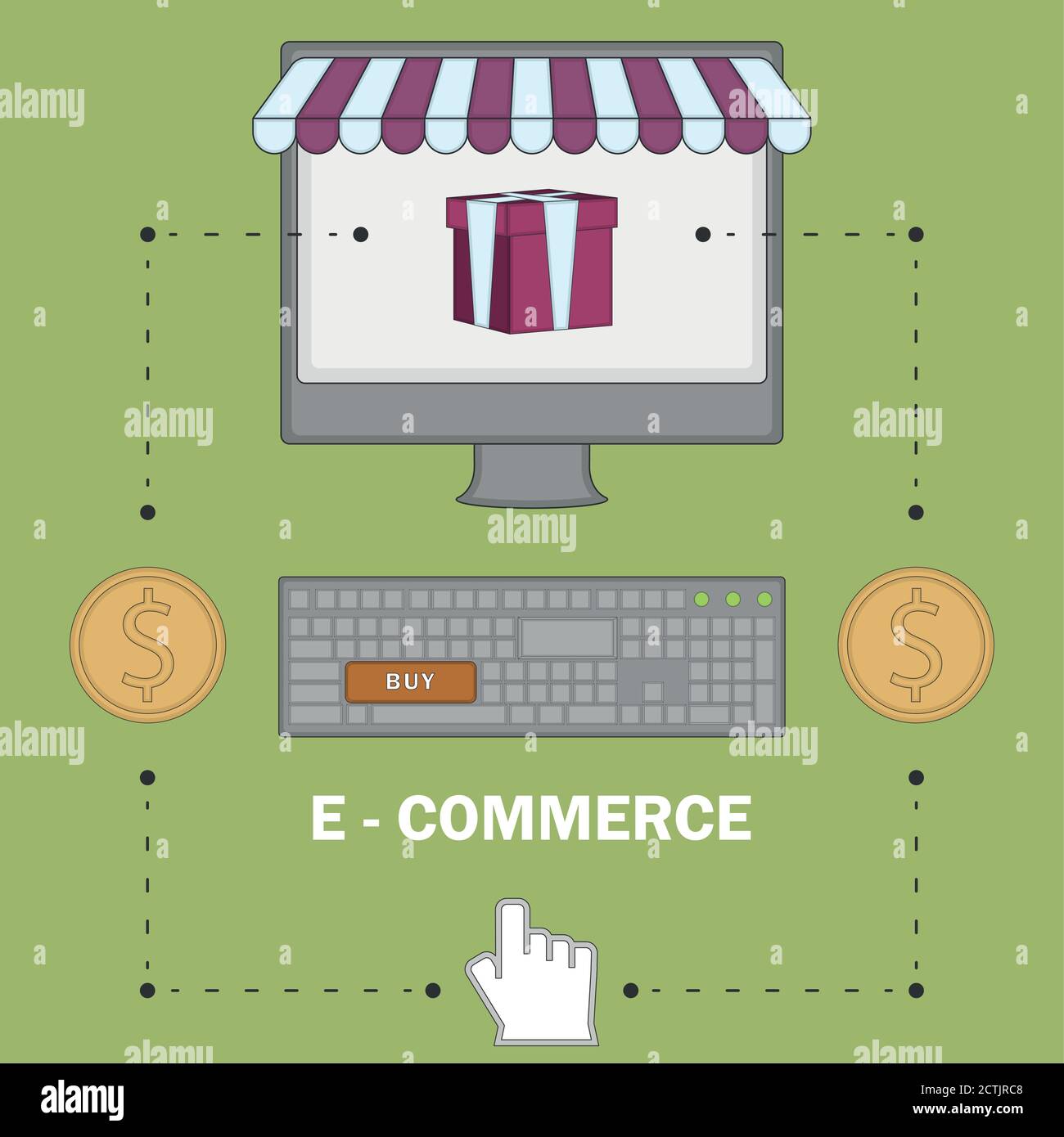 Commerce Computer Online commerce illustration. Internet bussiness. E-commerce concept ...
