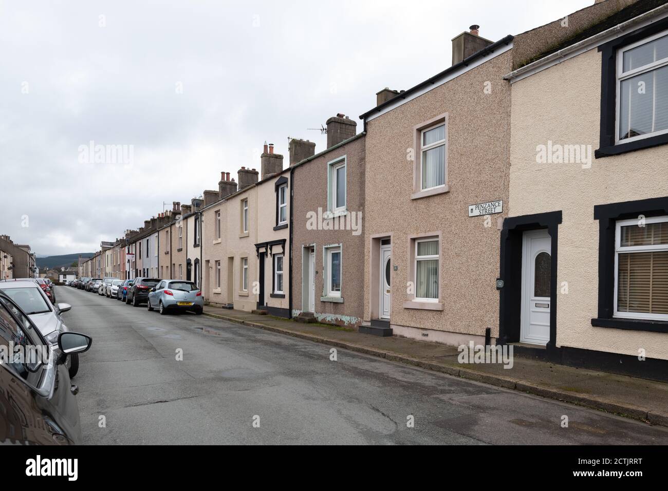 Penzance Street terraced houses, Moor Row, Cumbria, England, UK Stock Photo