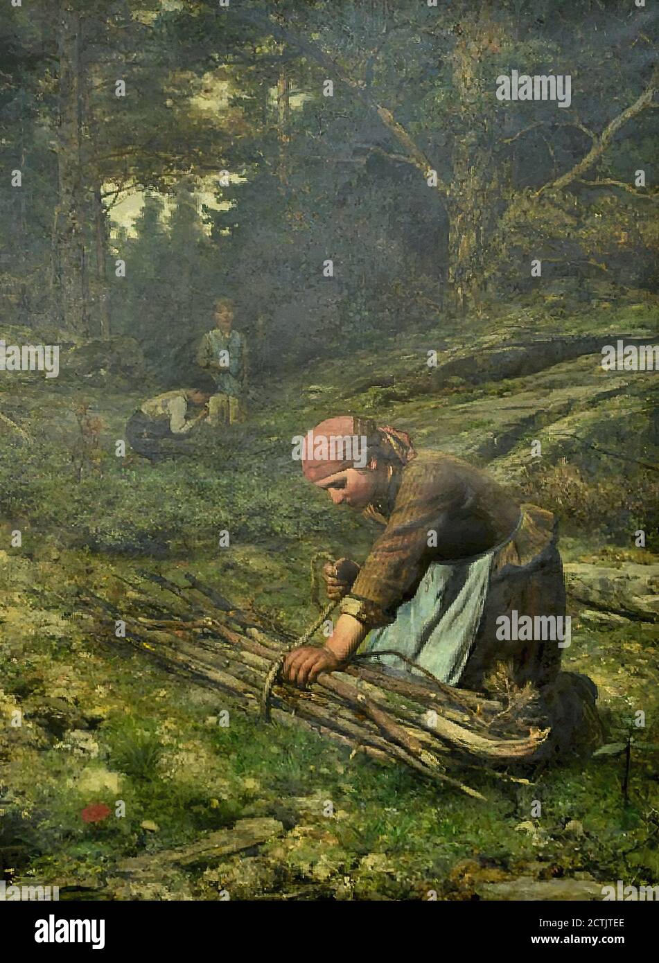 Wergeland Oscar Gathering Wood Norwegian School 19th Century