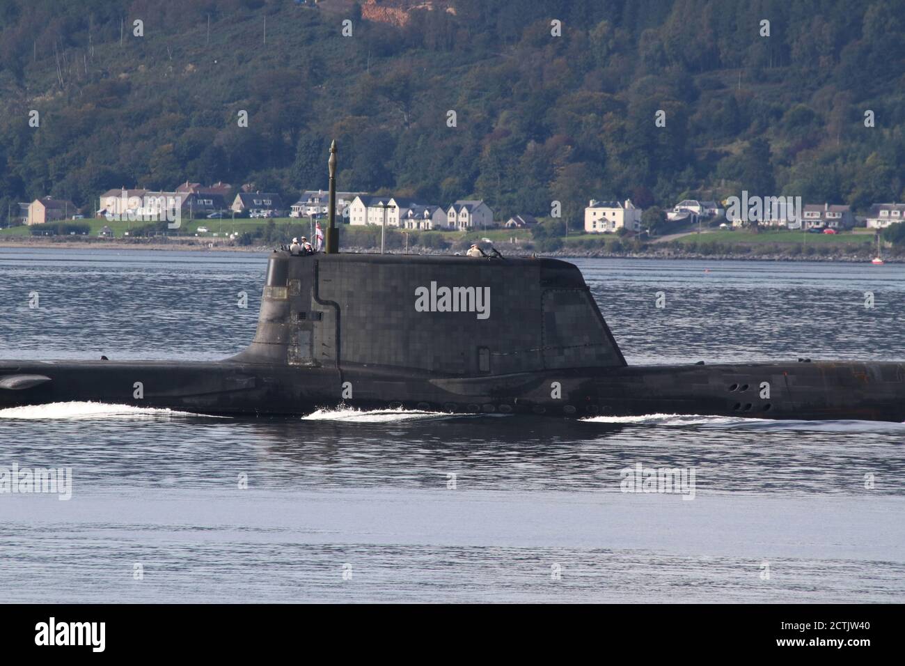 An Astuteclass submarine operated by the Royal Navy, heading down the