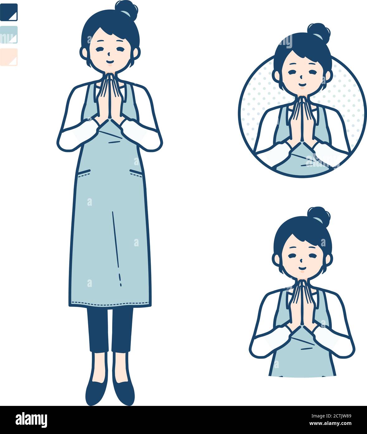 A woman in a apron with press hands in prayer images. It's vector art ...
