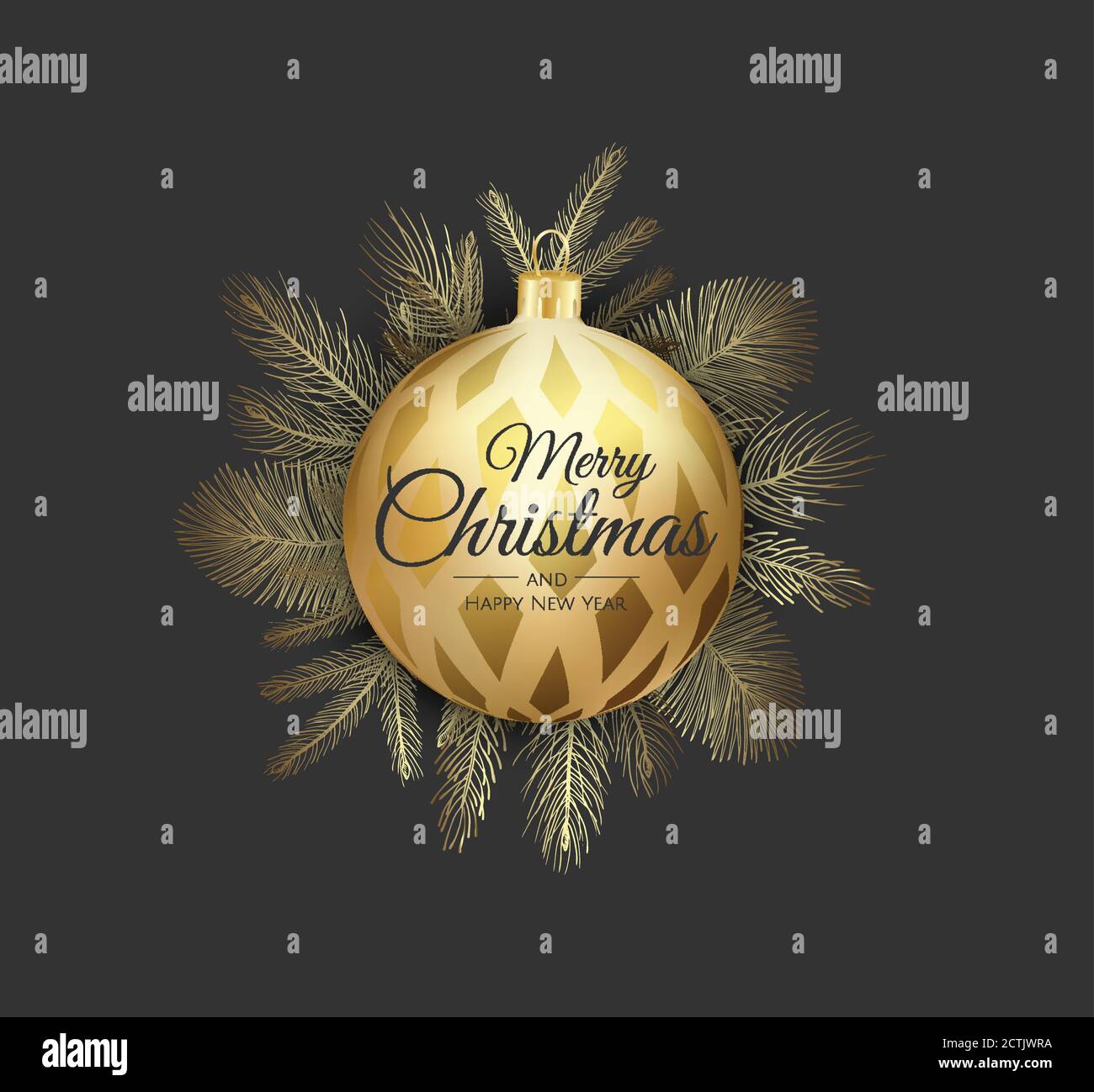 Merry Christmas greeting card with new years tree. Vector holiday ...