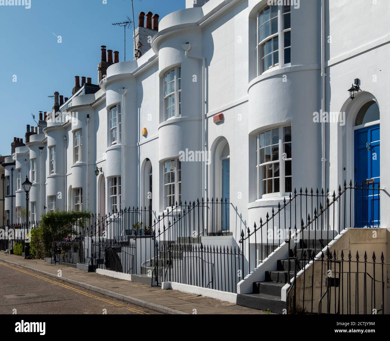 White painted Grade II listed town houses in the Guildford