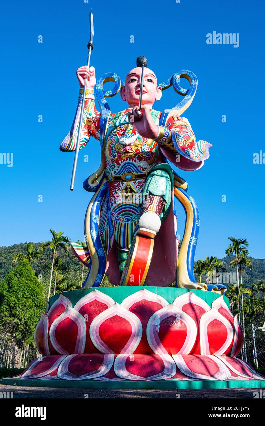 Taiwan, Nantou County, Large colorful statue at Buddhist temple in Sun Moon Lake National Scenic Area Stock Photo