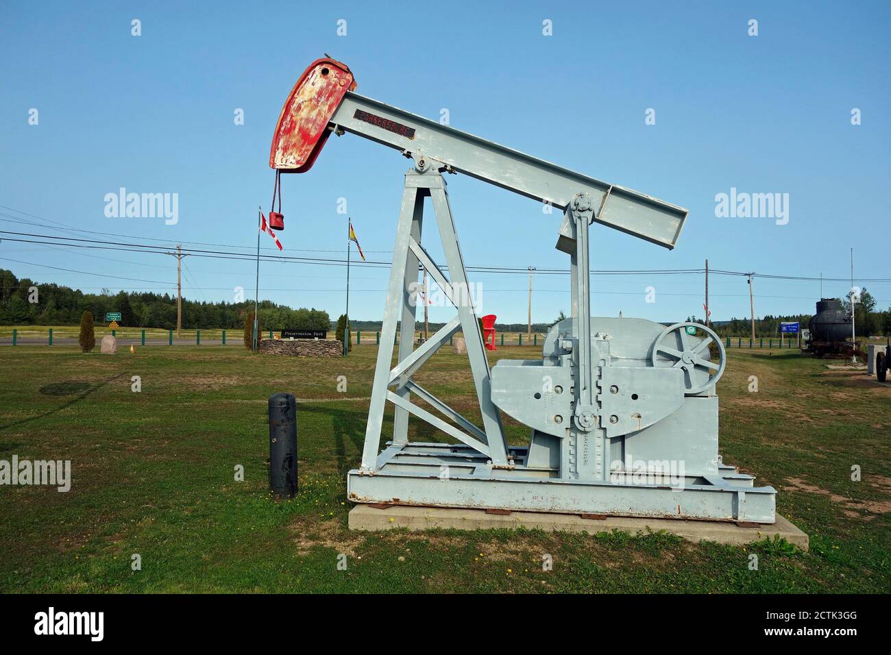 antique oil field pumpjack Stock Photo