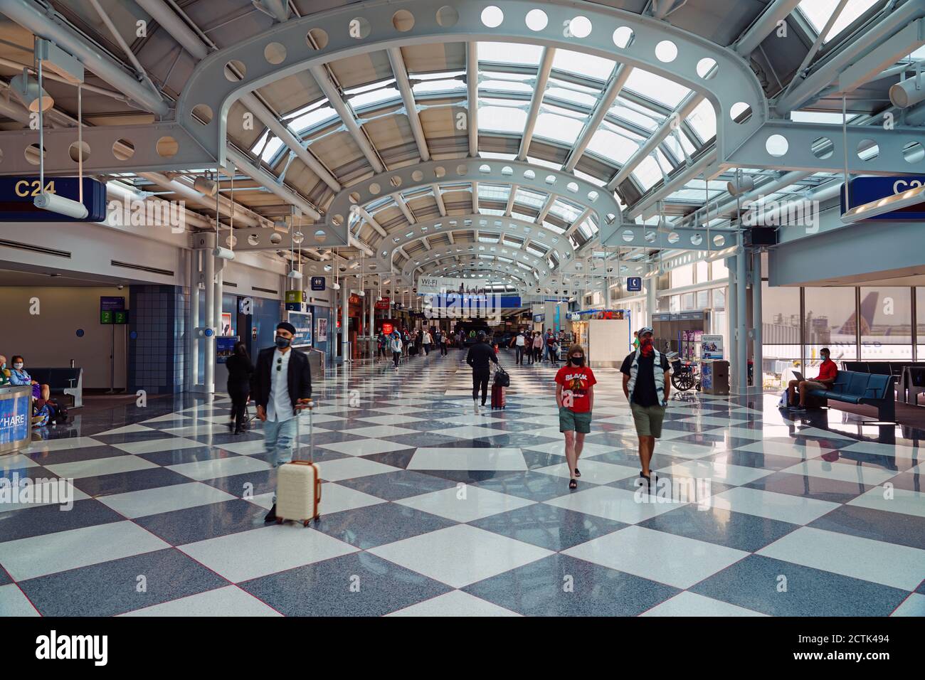 CHICAGO, IL 1 AUG 2020 View of people wearing masks at the Chicago O