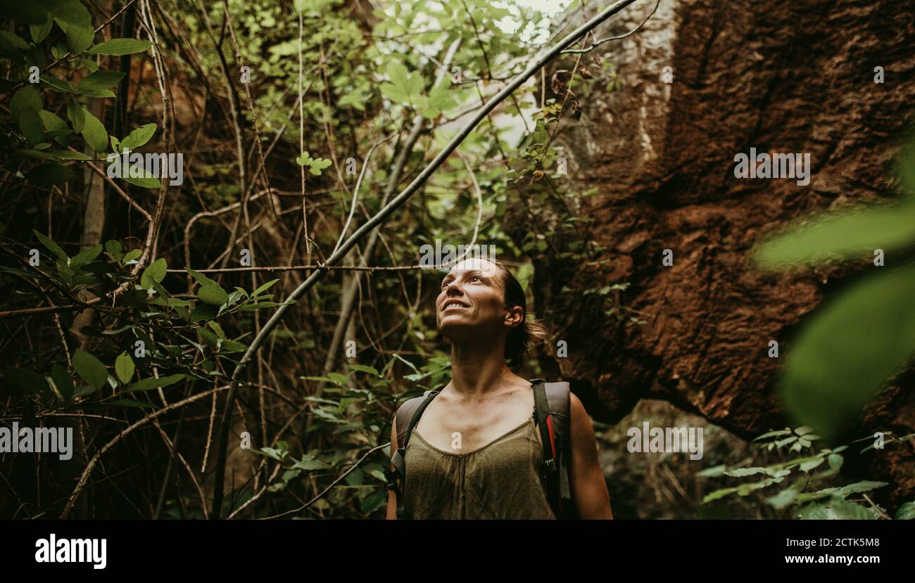 Female woman trekking forest hi-res stock photography and images - Alamy
