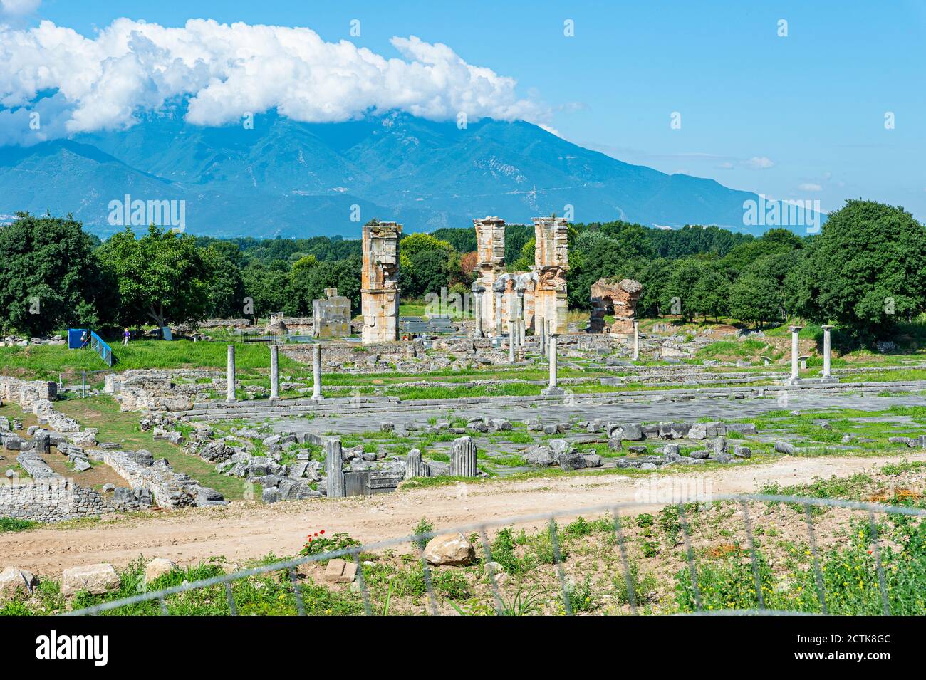 Greece, Eastern Macedonia and Thrace, Filippoi, Ancient ruins of Philippi on sunny day Stock Photo