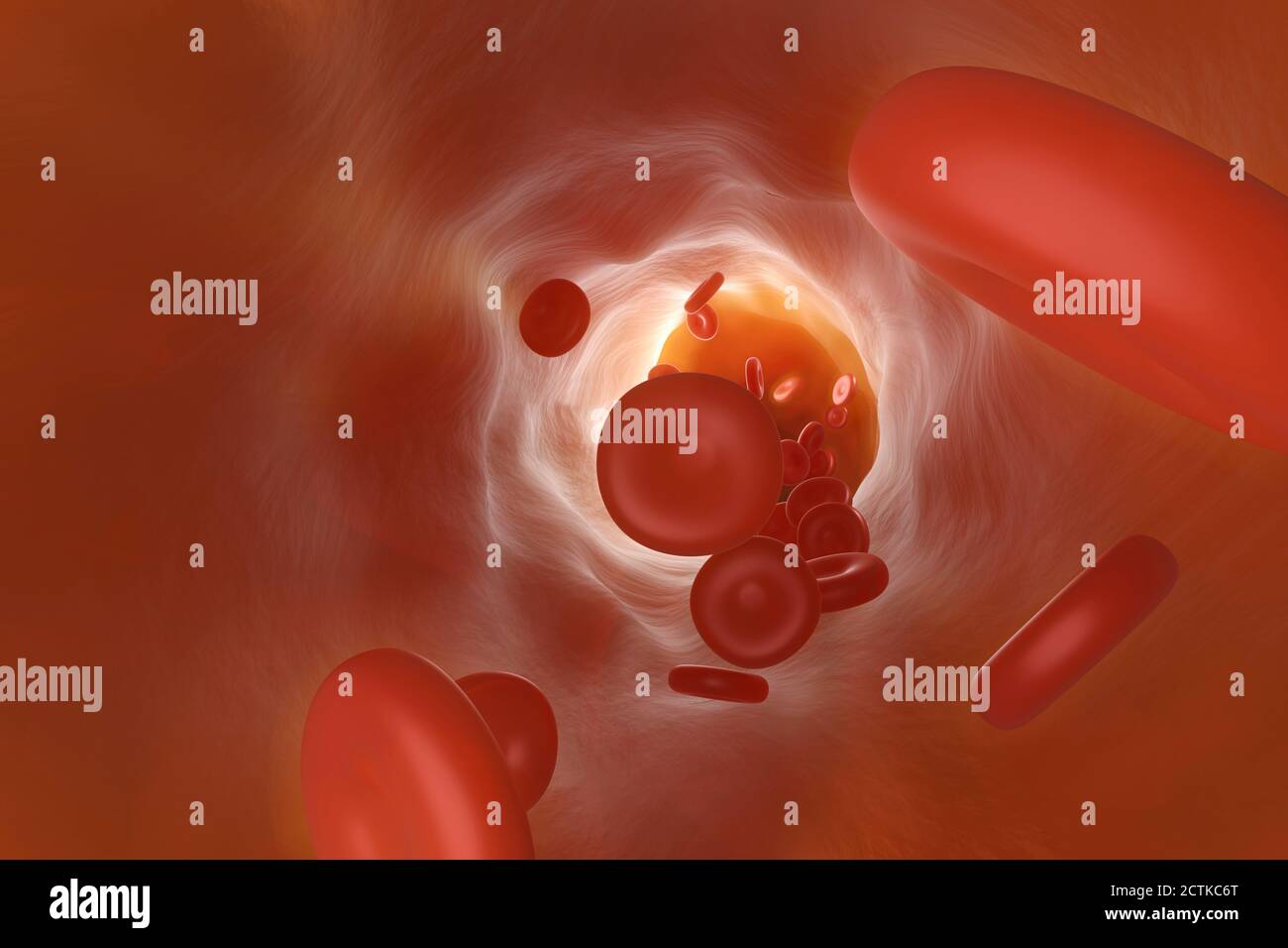 Three dimensional render of red blood cells flowing through vein Stock ...