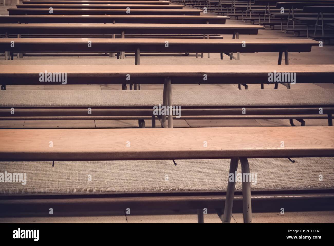 Row empty vintage wooden hi-res stock photography and images - Alamy