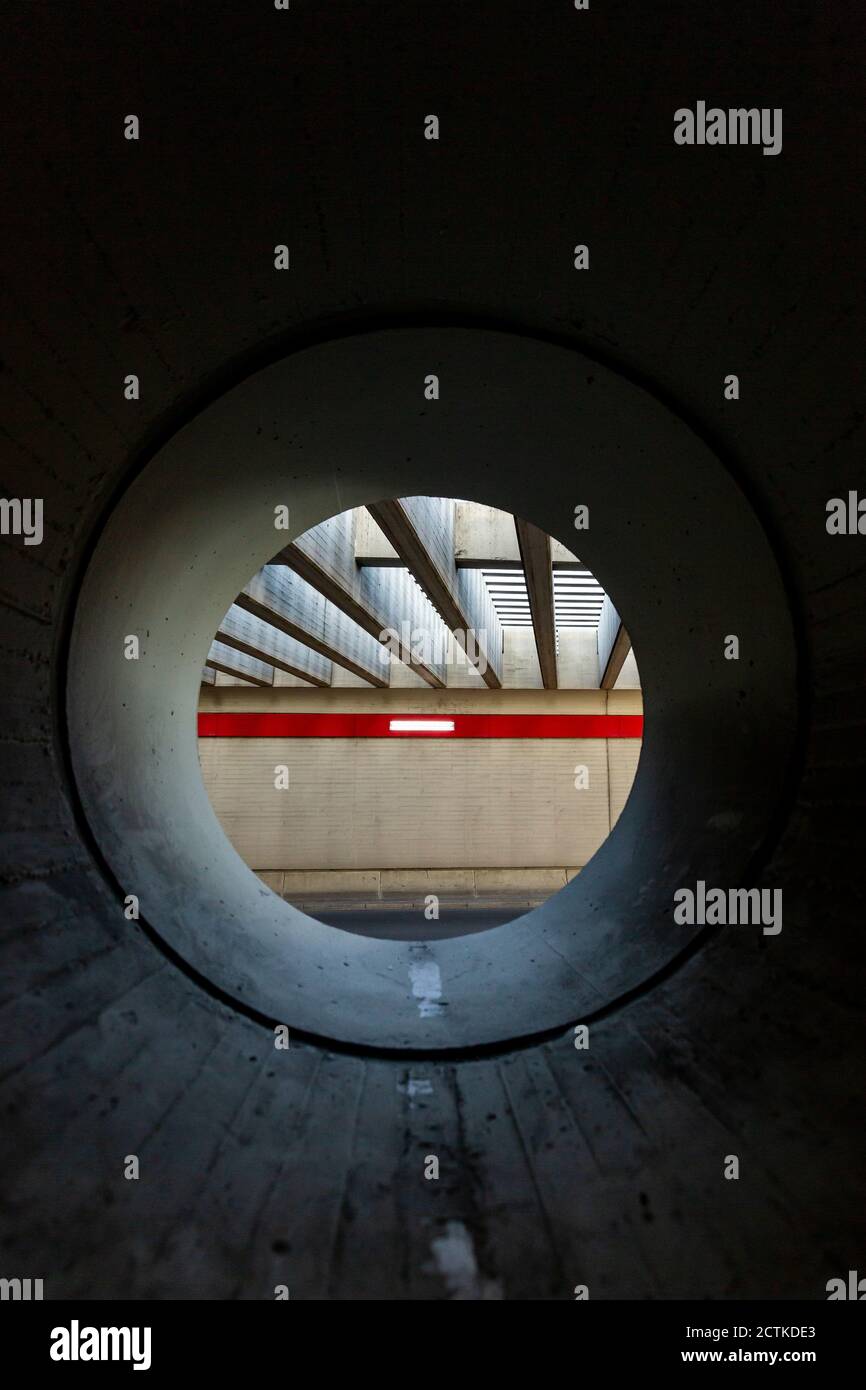 Germany, Berlin, Ceiling of Berlin Tegel Airport seen from inside of circular tunnel Stock Photo