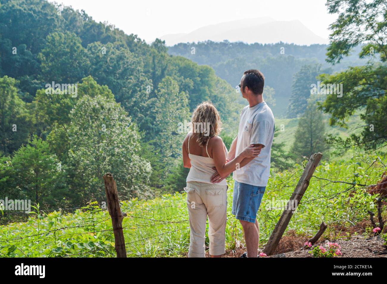 Sevierville Tennessee,Hidden Mountain Resort,man woman female couple look looking scenery Stock Photo
