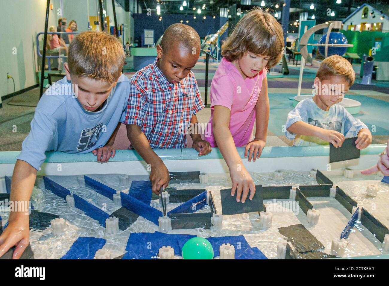 Huntsville Alabama,Sci-Quest Hands-on Science Center,inside interior Black African boy boys girl Stock Photo