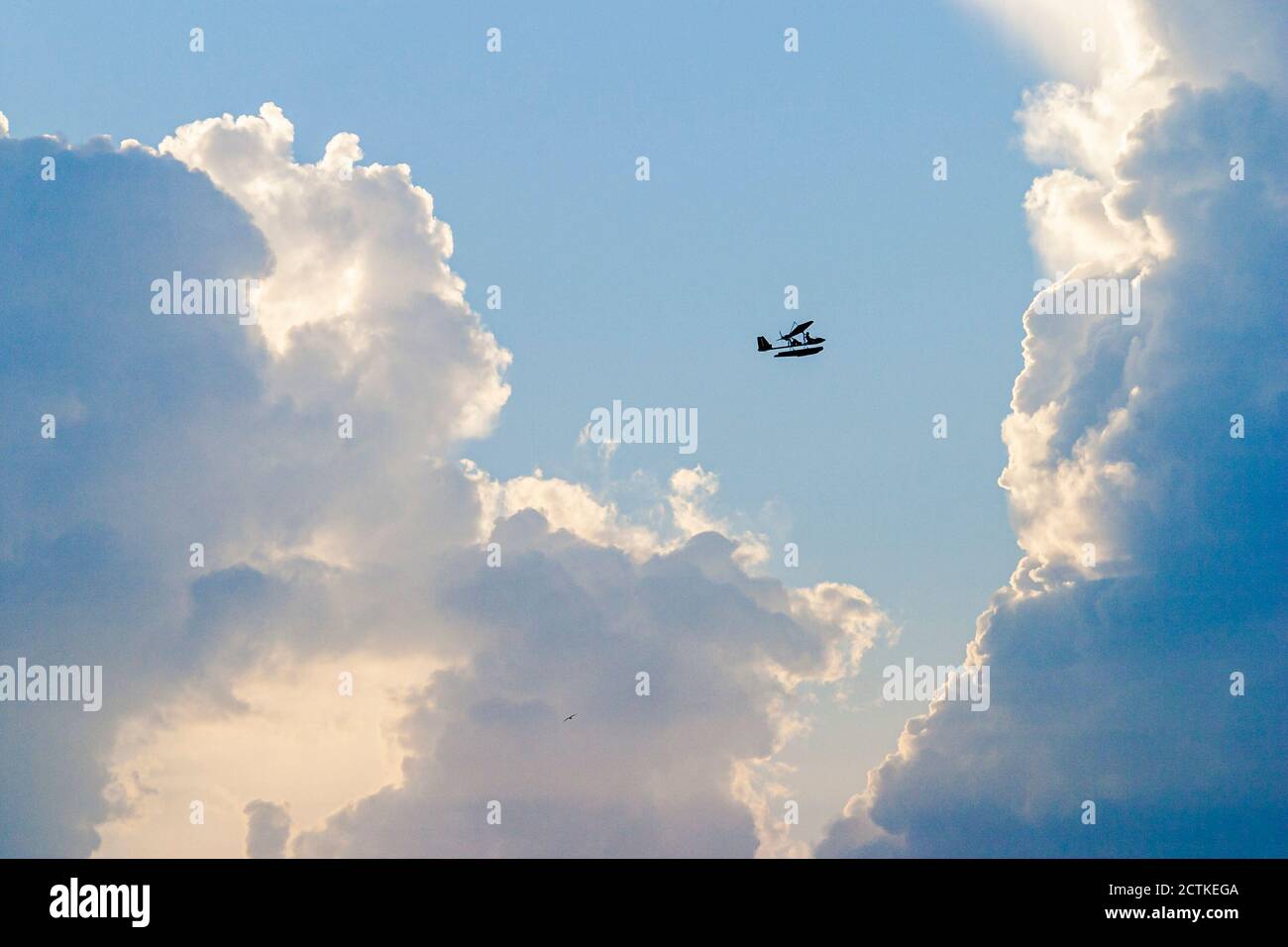 Miami Beach Florida,clouds sky ultralight flying flight, Stock Photo