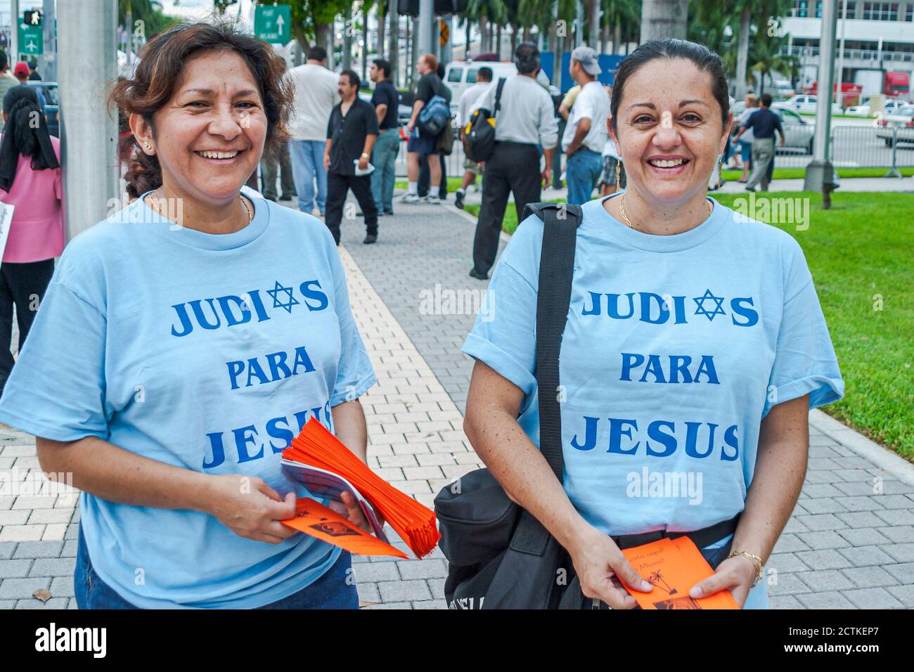 Miami Florida,Hispanic woman female women,Jews for Jesus Spanish language, Stock Photo