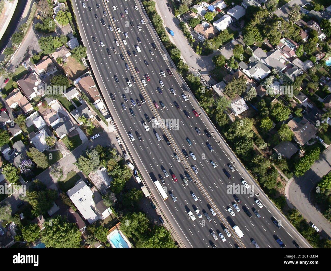 Archival May 2004 view of the Ventura 101 freeway in the Sherman Oaks neighborhood of Los Angeles, California, USA Stock Photo
