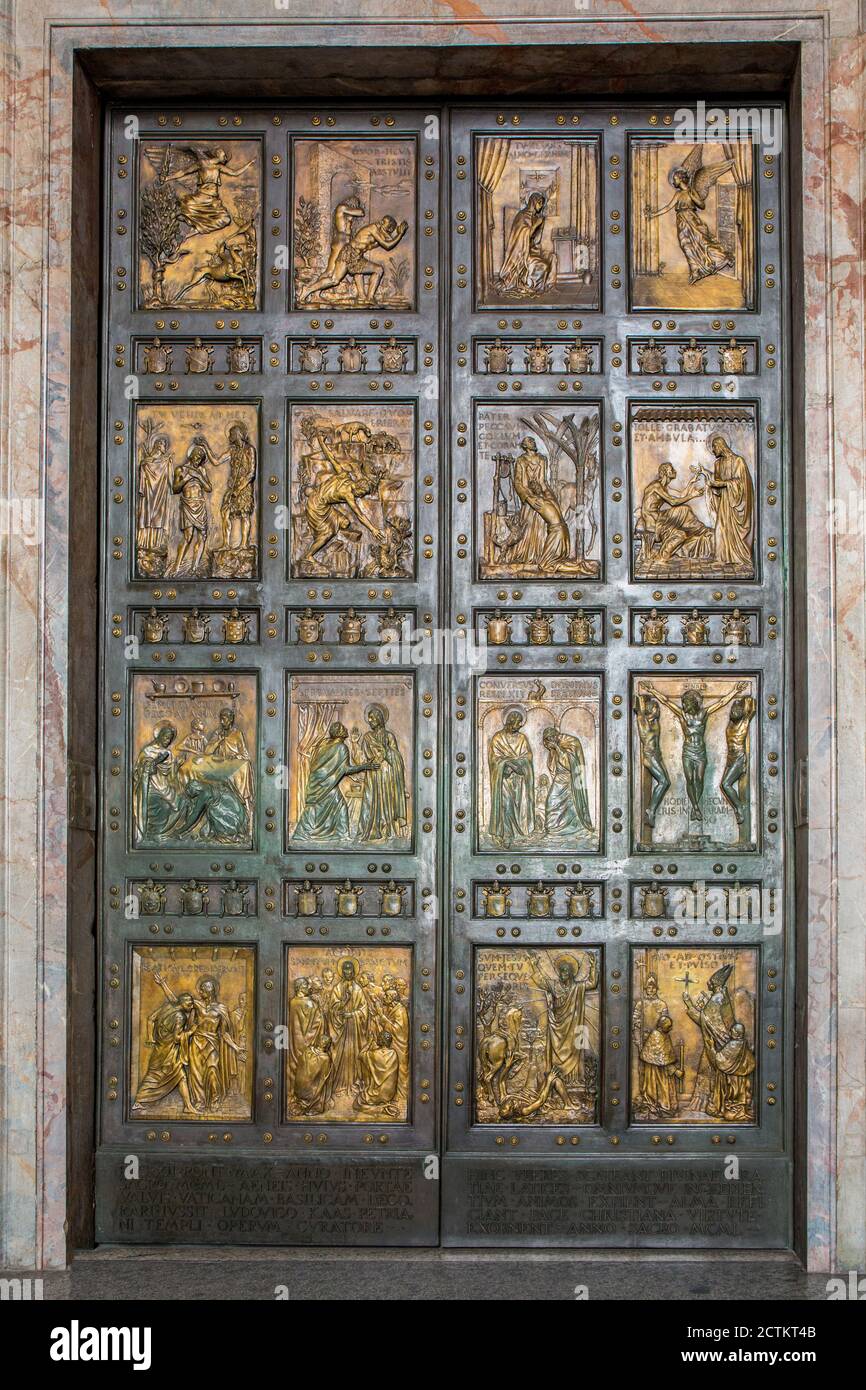 Vatican City State, Europe. Holy Door in St. Peter's Basilica in Rome