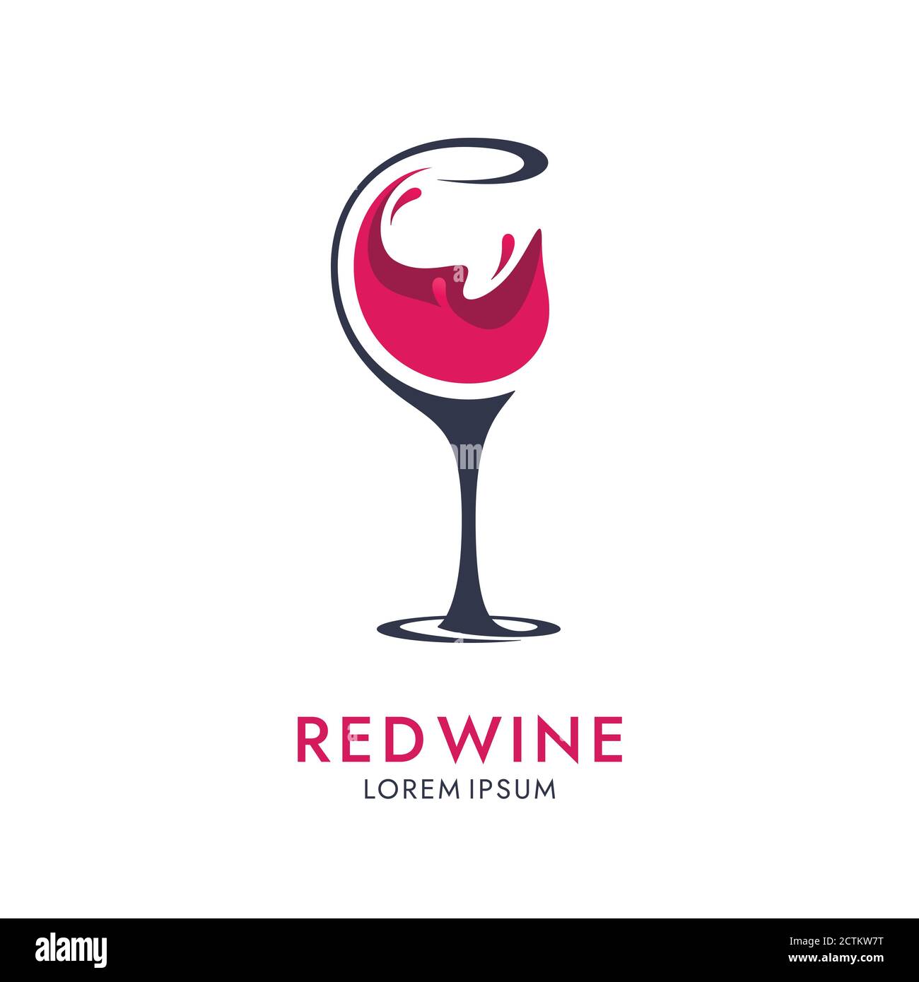 Wine icon with cut glass on white background. Abstract drink logo design. Stock Vector