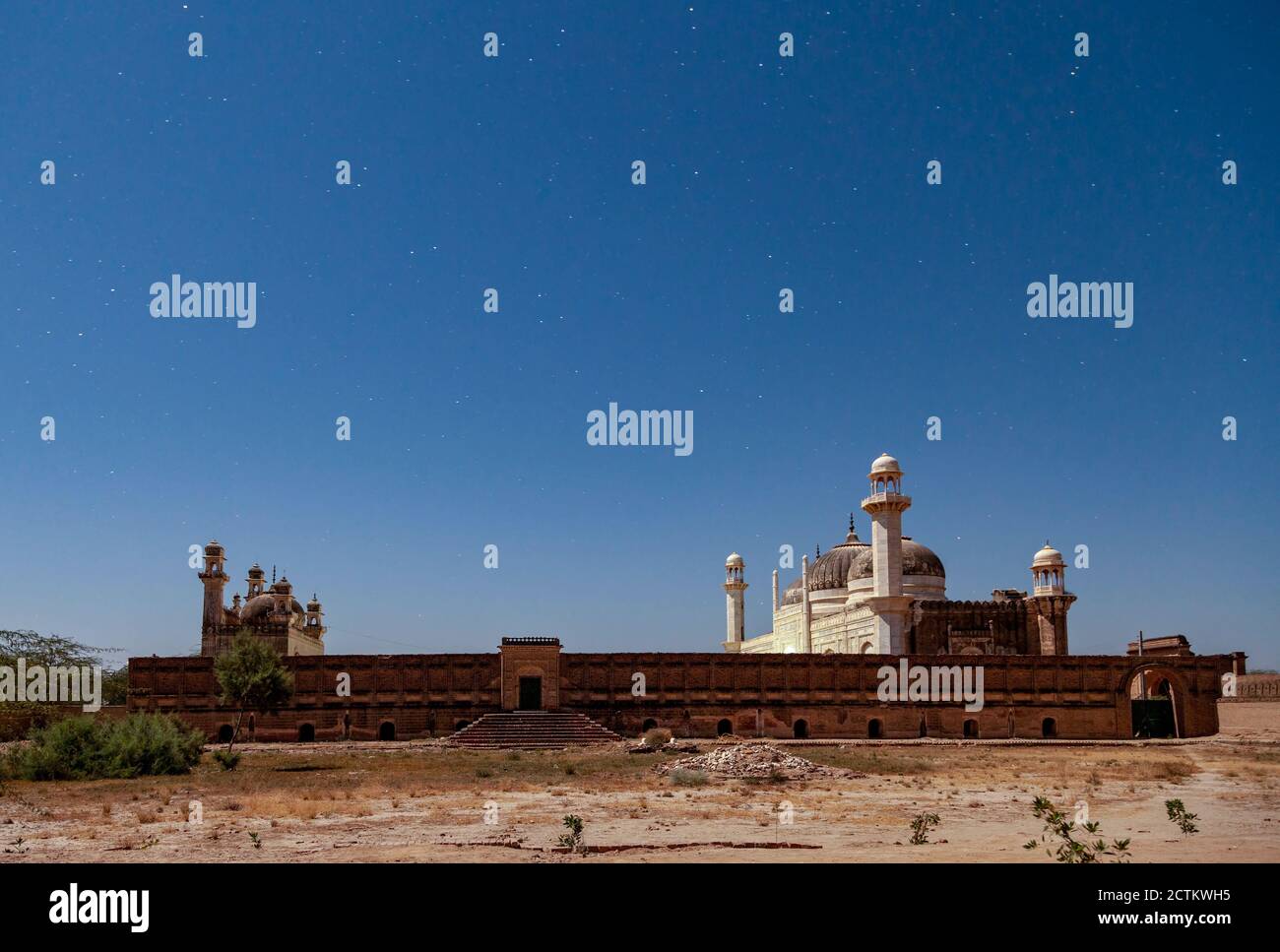 night landscape photography with stars and moon light of Pakistan Stock