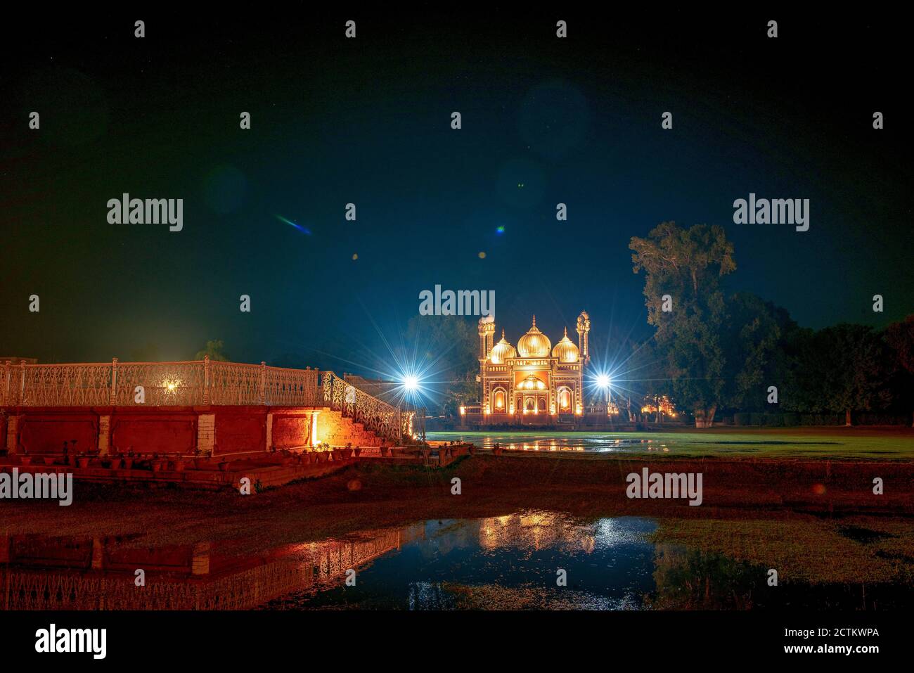 night landscape photography with stars and moon light of Pakistan Stock