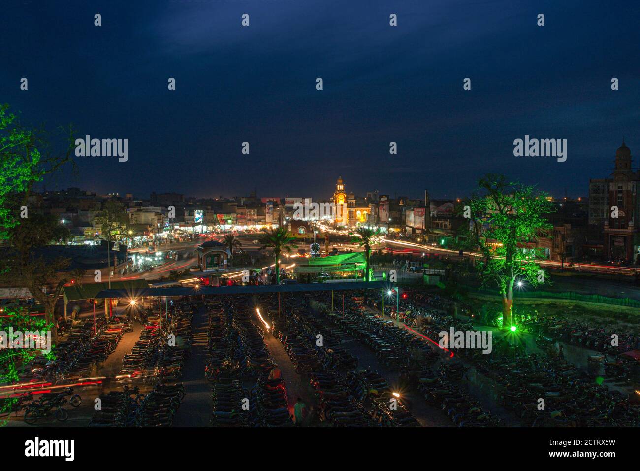 night landscape photography with stars and moon light of Pakistan Stock
