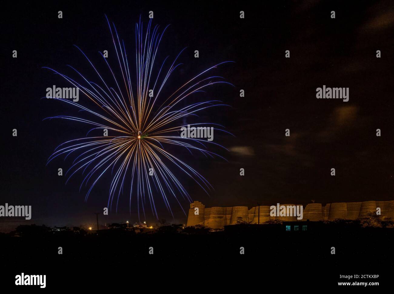 night landscape photography with stars and moon light of Pakistan Stock