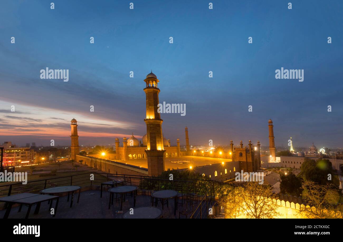 night landscape photography with stars and moon light of Pakistan Stock