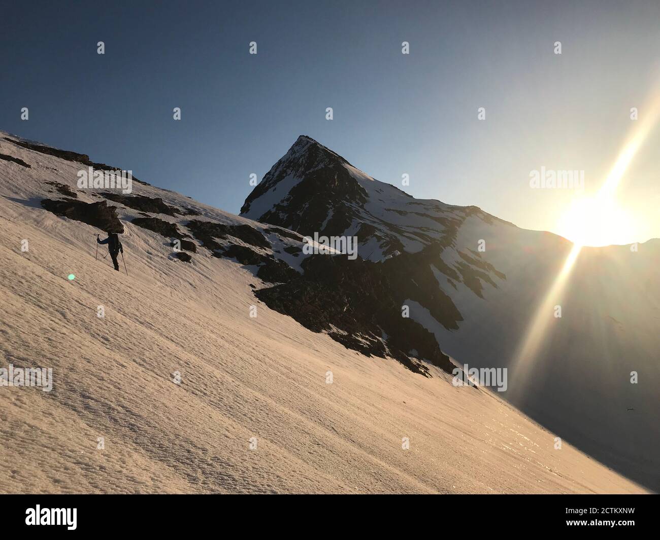 Ski ascent to the Wasnehorn, Simplon region, Switzerland Stock Photo