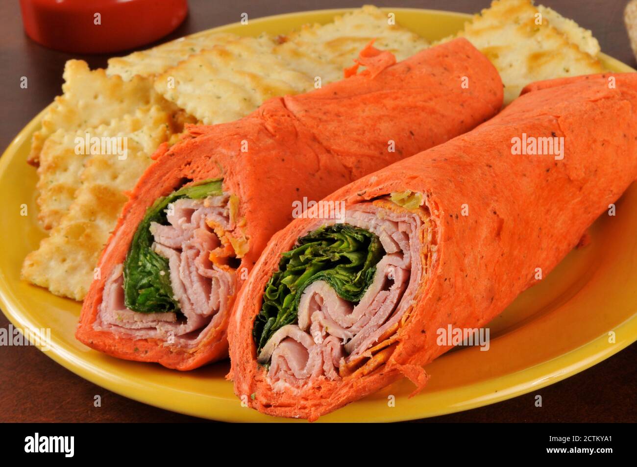 Tuscan recipe wrap sandwich with toasted chips Stock Photo Alamy