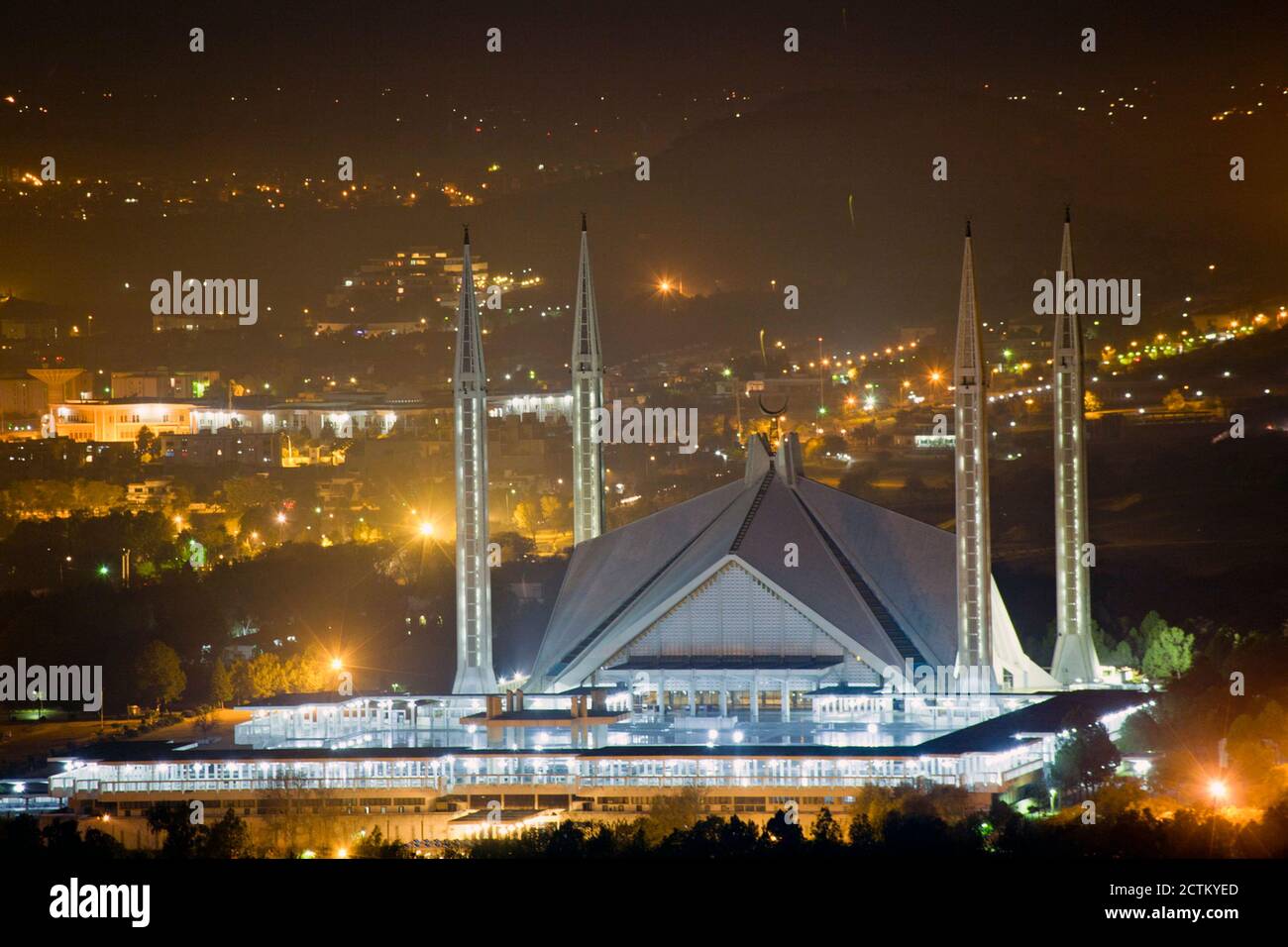 night landscape photography with stars and moon light of Pakistan Stock