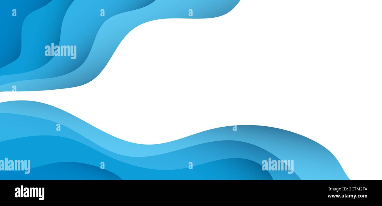 Abstract modern blue ocean wave paper style vector background and blank ...