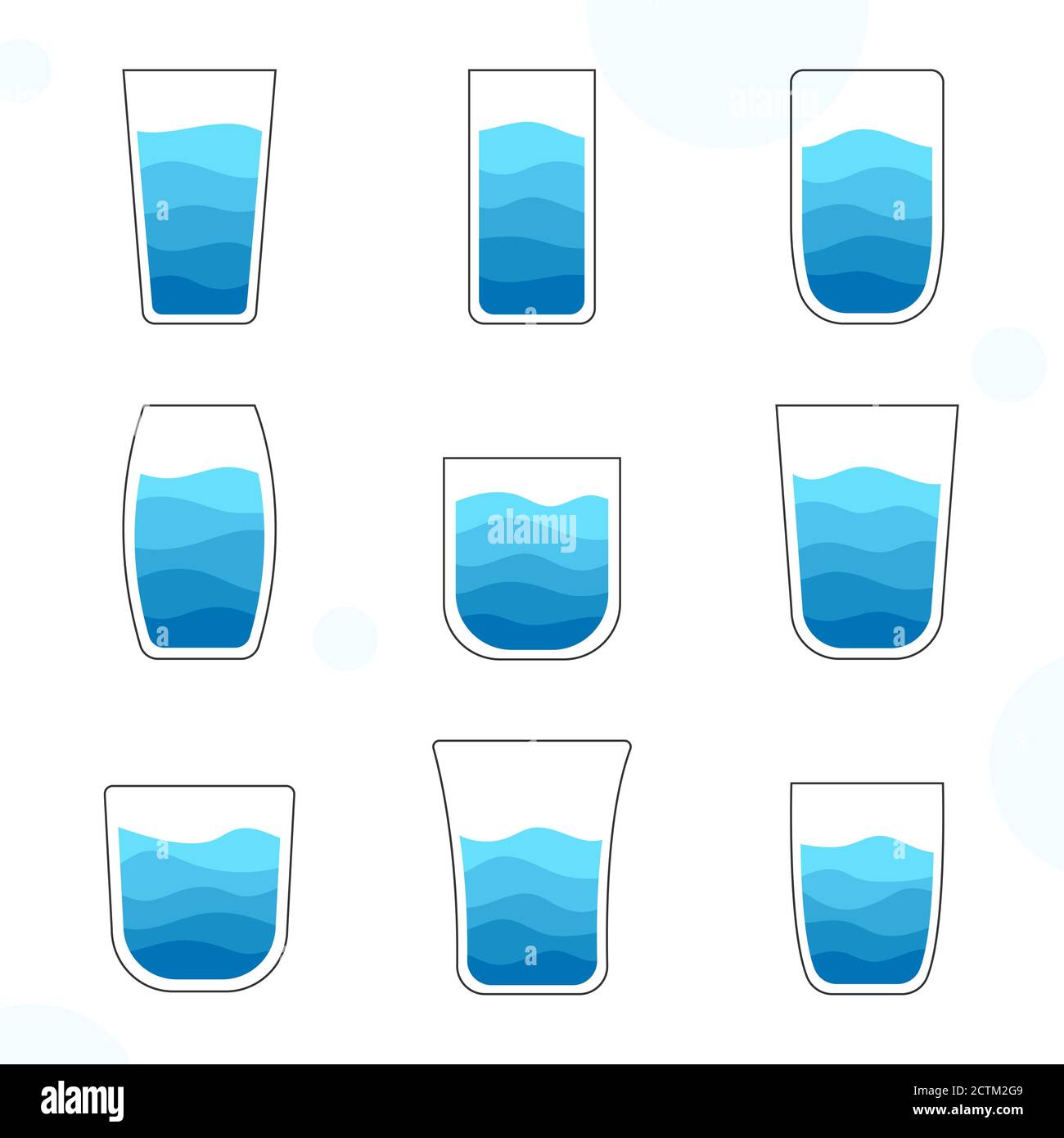Clean water glass icon collection set flat style vector isolated on white background Stock Vector