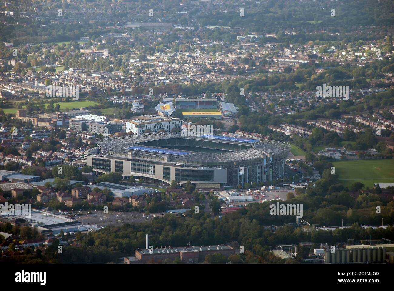 Twickenham Stadium in London from the air Stock Photo