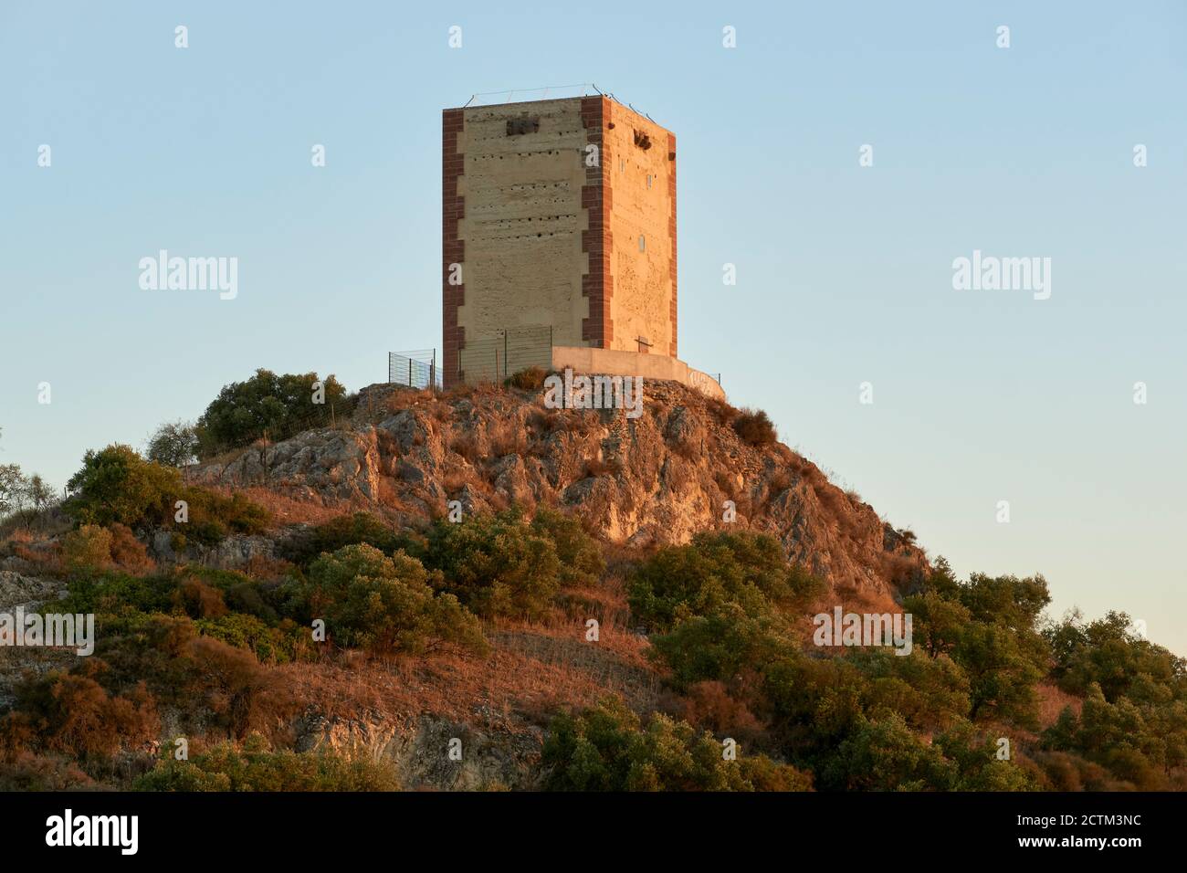 reconstruction of the keep of the castle of Anzur de Puente Genil, Cordoba. Analucia, Spain Stock Photo