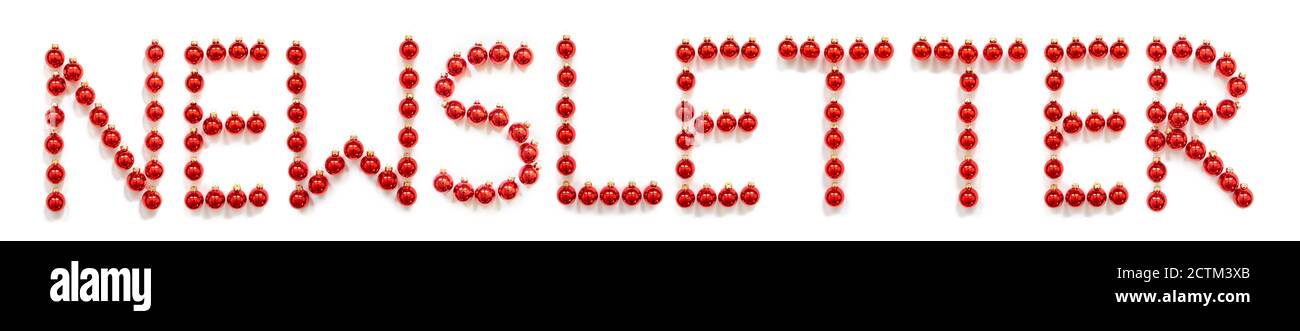 Red Christmas Ball Ornament Building Word Newsletter Stock Photo
