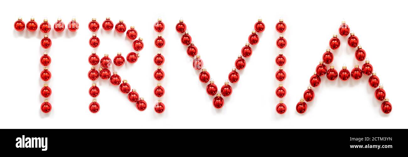 Red Christmas Ball Ornament Building Word Trivia Stock Photo