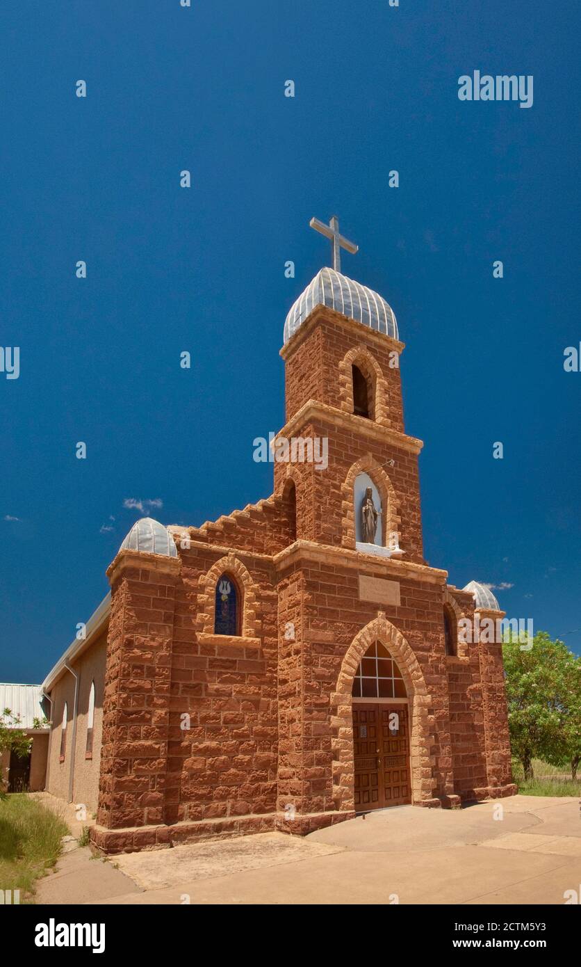 Church of Nuestra Senora del Refugio at Puerto de Luna near Santa Rosa, New Mexico, USA Stock Photo